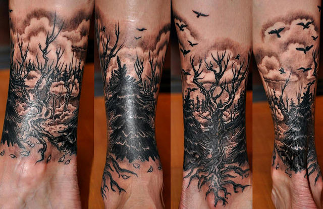 Forest cover-up on ankle